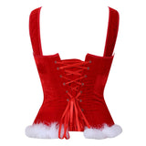 Sexy Christmas Overbust Corset Top Straps Lace Up Zipper Corsets Bustiers