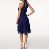 2023 Women's Dress Elegant Halter Sleeveless Cropped Layered Midi Dress