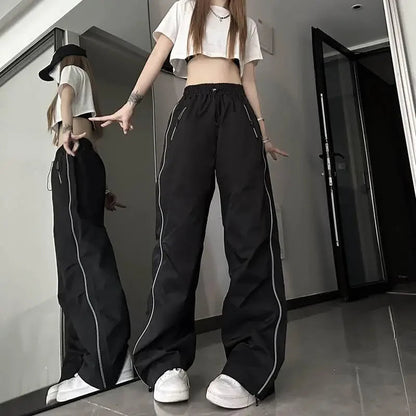 Korean Hip Hop Harajuku Streetwear Lady's Wide Leg Jogger Sweatpants