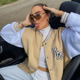 Y2k Green Print Fashion Baseball Jacket