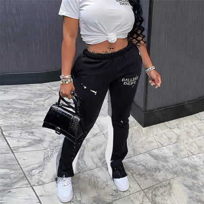 Y2K Style Fitness  Trendy Loose Casual Letter Design Sweatpants