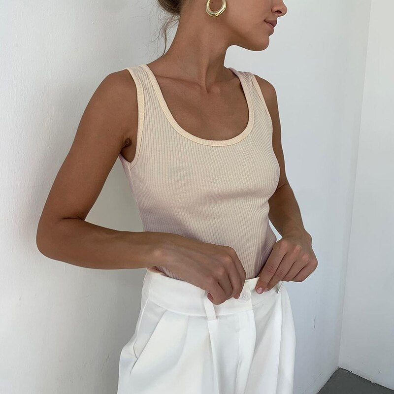 Basic Ribbed Knitted Tank Top