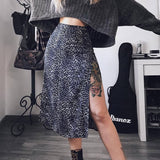 Women Split High Waist Sexy Leopard Print Skirts