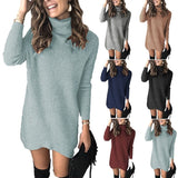 2023 Fashion Turtleneck Long Sleeve Sweater Dress