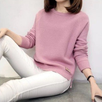 Women Long Sleeve Top Knitted Shirt Blouse Sweatshirt Loose Solid Jumper