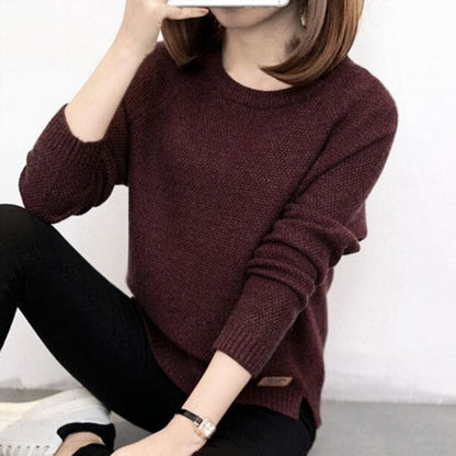 Women Long Sleeve Top Knitted Shirt Blouse Sweatshirt Loose Solid Jumper