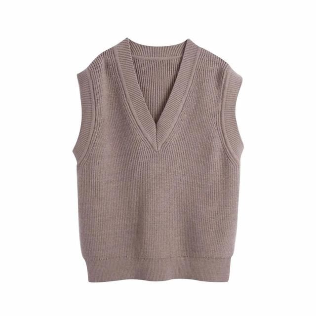 Women Warm V-neck Knit Vest Sweater