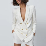 Women Vintage White Tweed Blazers Coat