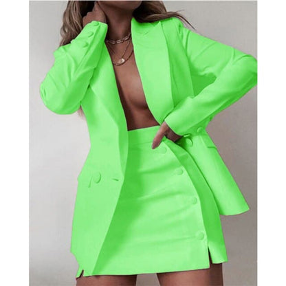 Fashion Women Streetwear Candy Colour Coat + Shorts Set
