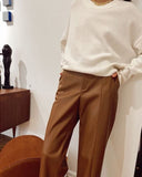 2023 Elegant Spliced PU Leather Pants