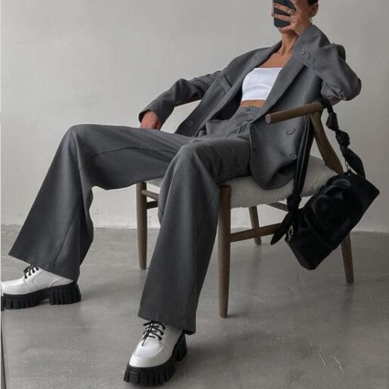 DressBetty - Women's Elegant Office Solid Blazer Pants Suit