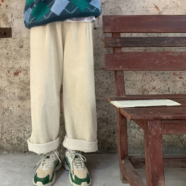 Vintage Oversized Corduroy Baggy Pants Women Harajuku Green Beige Wide Leg High Waist Casual Trousers Korean Fashion