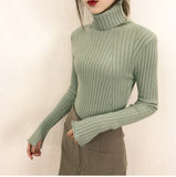 2023 High-Collar Striped Knit Bottom Sweater