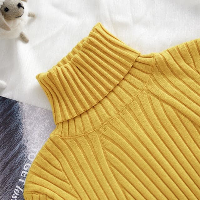2023 High-Collar Striped Knit Bottom Sweater