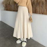2023 Elegant Solid  Rib Knitted Large Swing Maxi Long Skirts