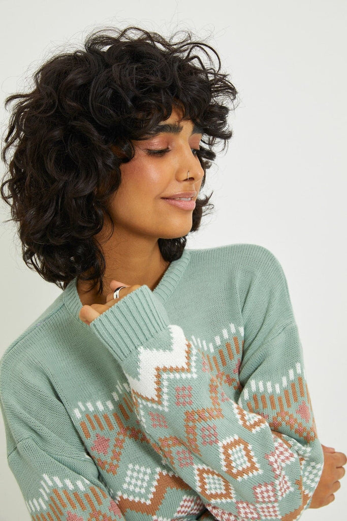 Womens Jacquard Knitwear Sweater
