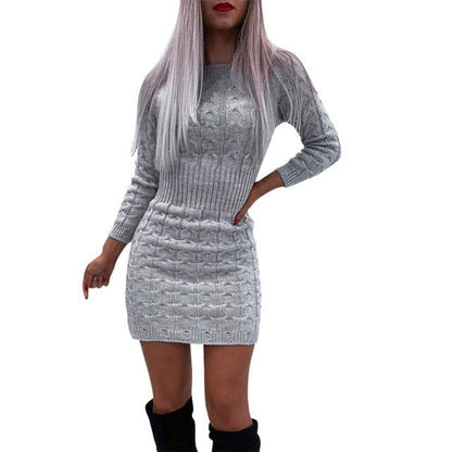 2023 Elegant Solid Color Knitted Mini Dress