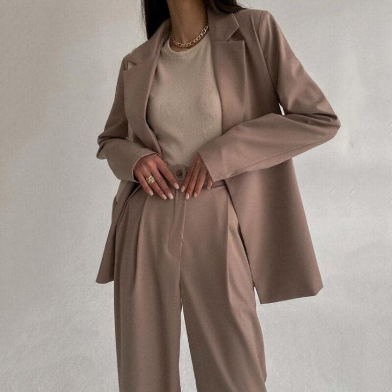 DressBetty - Women's Elegant Office Solid Blazer Pants Suit