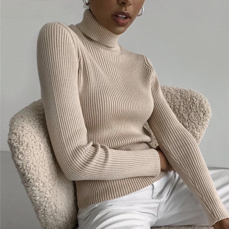 Women Turtelneck Casual Soft Slim Sweater