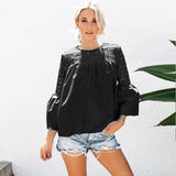 Women Sexy Lace Flare Sleeve T-shirt