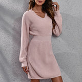 Fashion Vintage Casual High Waist Knitted Dresses
