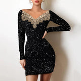 2023 Women's Mesh Sleeve Long Sleeve A-line Mini Dresses