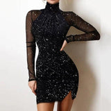 2023 Women's Mesh Sleeve Long Sleeve A-line Mini Dresses