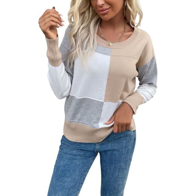 O Neck Casual Women Sweater Soft Warm Long Sleeve Knitted Pullover Loose Fit Autumn Winter Outfits