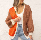 Women&#39;s Autumn New Hollow Pullover Knit Long Sleeve Top Knitted Sweater Cardigan Coat Damen Pullover Cardigan