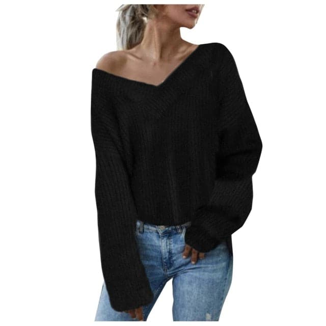 Women Knitted Sweater 2023 Solid Sweater Long Sleeve Knitted Jersey Loose Waist Thermal Sweater Thick Knitted Sweatshirt