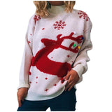 2023 Women Wool Knit Round Neck Print Long-sleeved Sweater