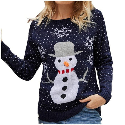 Women Christmas Sweater Harajuku Knitted Streetwear Cute Little Penguin Cartoon Pullover O-Neck Oversize Casual Ladies Sweaters