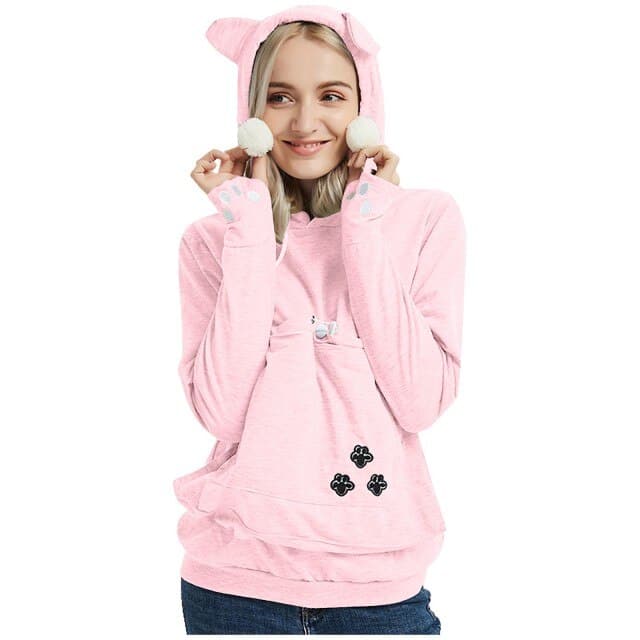 Women'S Autumn And Winter Sweater Fleece Loose Pet Hooded Pullover Cat Dog Large Pouch Carriers Pullover Sweatshirt Oversized
