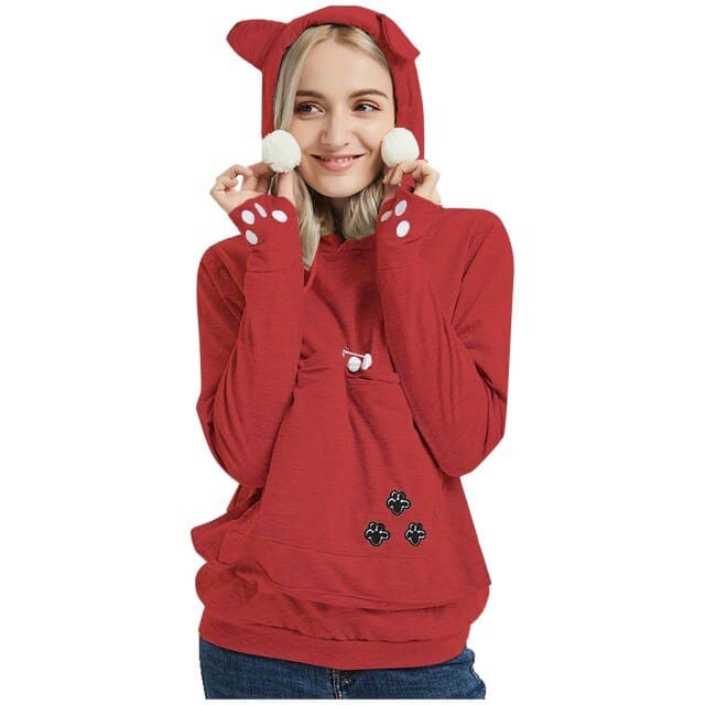 Women'S Autumn And Winter Sweater Fleece Loose Pet Hooded Pullover Cat Dog Large Pouch Carriers Pullover Sweatshirt Oversized
