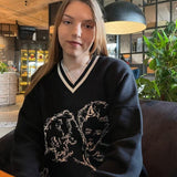 Sweaters Women Streetwear Knitted Pullover Cupid Jacquard Fashion Hip Hop Spring Autumn Harajuku Oversized Loose Outwear Jumper