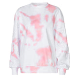Y2K Pink Tie Dye Hoodies Loose Oversized Long Sleeve O-Neck Sweatshirt Autumn Winter Women Clothes Patchwork Pullover Streetwear
