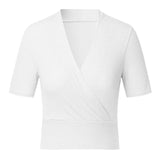 2023 Womens Summer Sexy Casual Solid Deep V Neck Blouse Tops