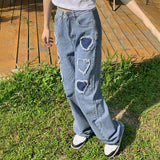 Y2K Women High Waisted Zip Straight Denim Pants Pure Color Vintage Oversized Pants With Pockets