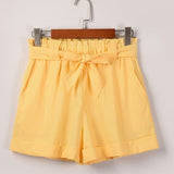 2023 Belt Knot Solid High waisted Casual Short