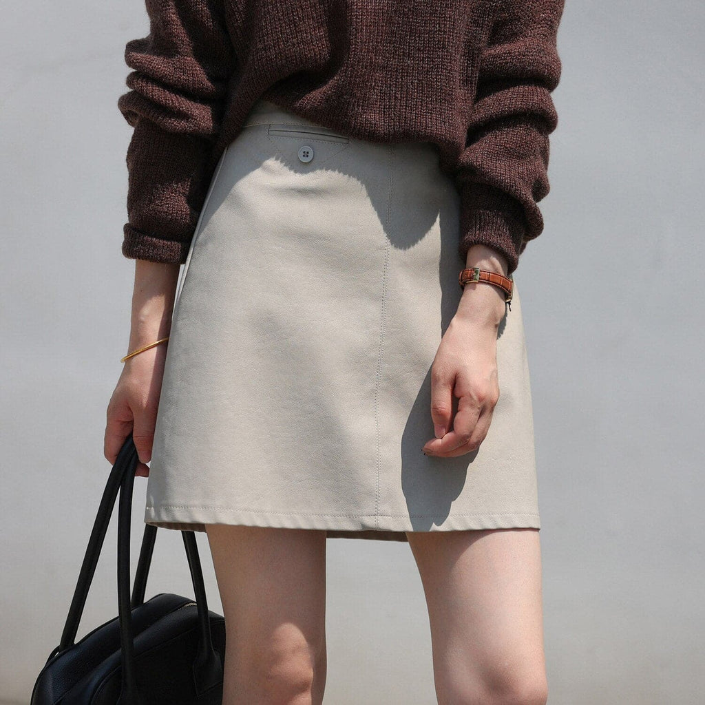 Frosted PU Leather Short Skirt Women&#39;s Autumn 2021 New Korean Style High Waist Thin Temperament Short Skirt