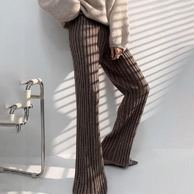 Women Casual Pants New Knitted Wide-leg Pants
