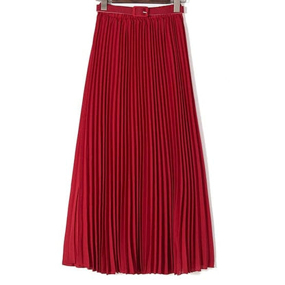 Womens High Waist Bohemian Pleated Maxi Skirts